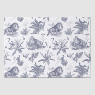 Papel De Seda Tigre Azul Clássico do Leão Elegante