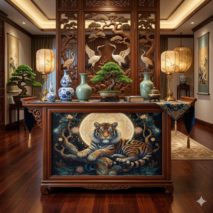 Papel De Seda Tigre Boho na Árvore com Lua 