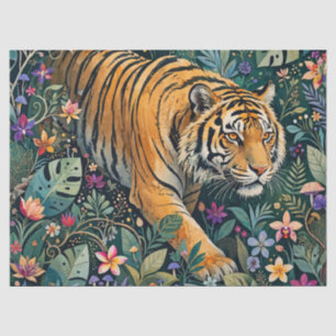 Papel De Seda Tigre com Olhos Âmbar Folhagem da Selva Fantasia
