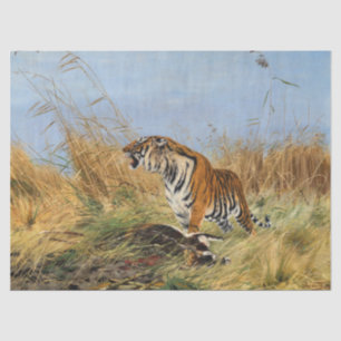 Papel De Seda Tigre com Waterbuck morto por Richard Friese
