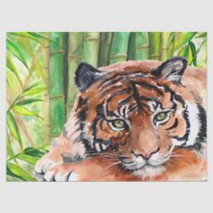 Papel De Seda Tigre Cub Bamboo Watercolor