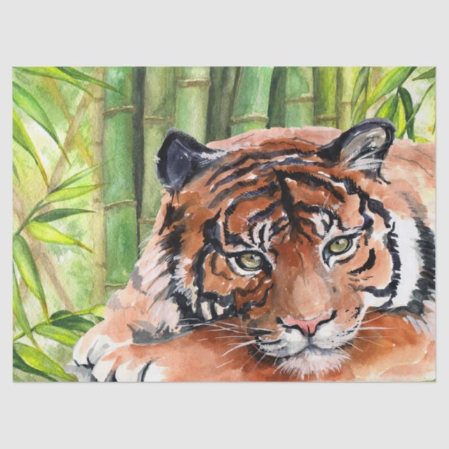 Papel De Seda Tigre Cub Bamboo Watercolor (Frente )