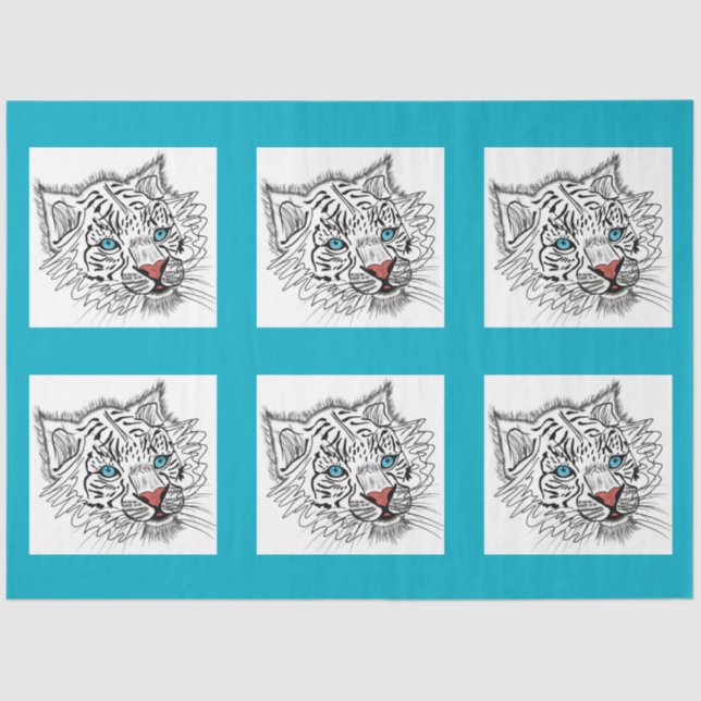 Papel De Seda Tigre de bebê de olhos azuis (Frente )