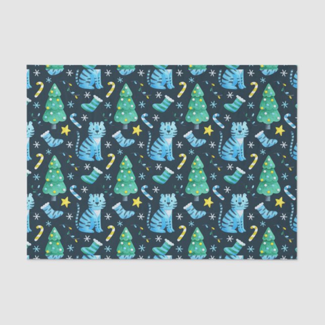 Papel De Seda Tigre de Natal (Frente )