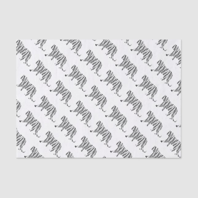 Papel De Seda Tigre de silicone preto e branco (Frente )