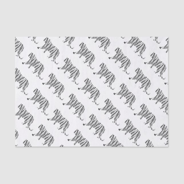 Papel De Seda Tigre de silicone preto e branco (Frente )