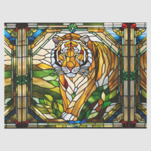 Papel De Seda Tigre de Vidro Manchado Falso para Tecido de Arte