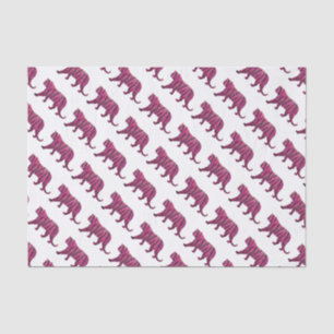 Papel De Seda Tigre do rosa quente e do preto da silhueta