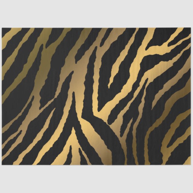 Papel De Seda Tigre Dourado Elegante (Frente )