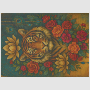 Papel De Seda Tigre Floral Ornamentado – Tom de Joia Botânico An