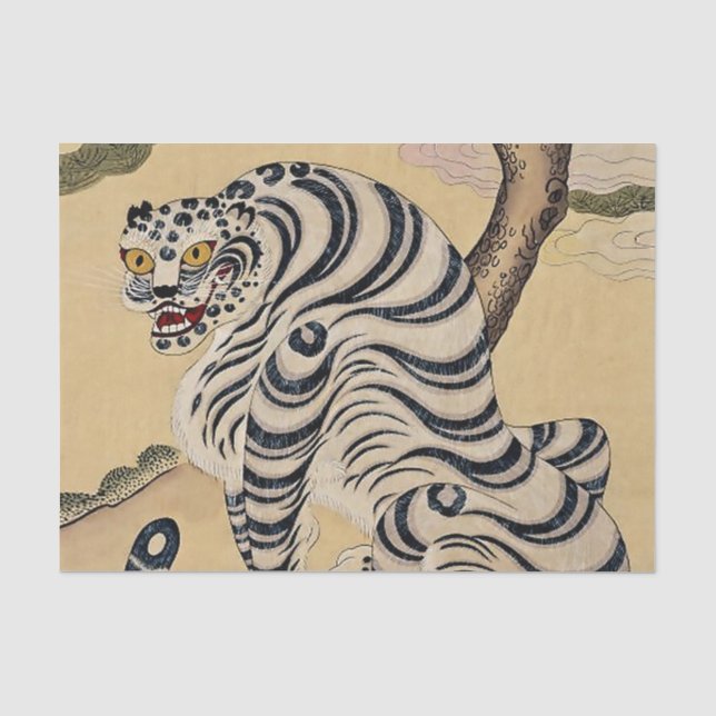 Papel De Seda Tigre Listrado Coreano Minhwa (Frente )