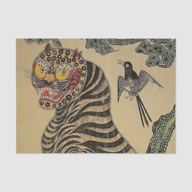 Papel De Seda Tigre Listrado Coreano Minhwa (Frente )