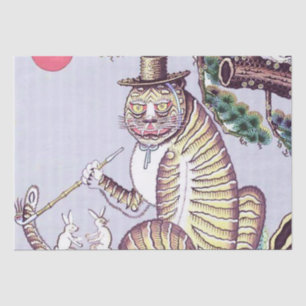 Papel De Seda Tigre Minhwa com Coelhos e Cachimbo