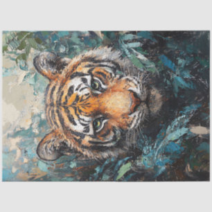 Papel De Seda Tigre na pintura de retrato de decoupage da selva