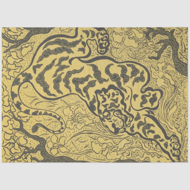Papel De Seda Tigre na selva (animal selvagem) (por Paul Ranson) (Frente )