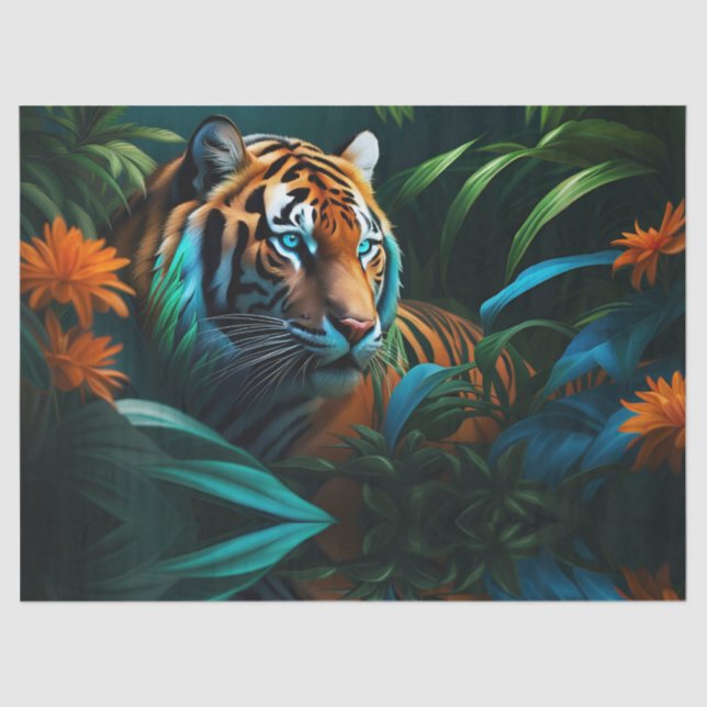Papel De Seda Tigre na selva tropical (Frente )