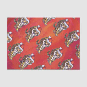 Papel De Seda Tigre Natal em Vermelho
