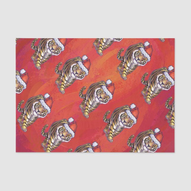 Papel De Seda Tigre Natal em Vermelho (Frente )