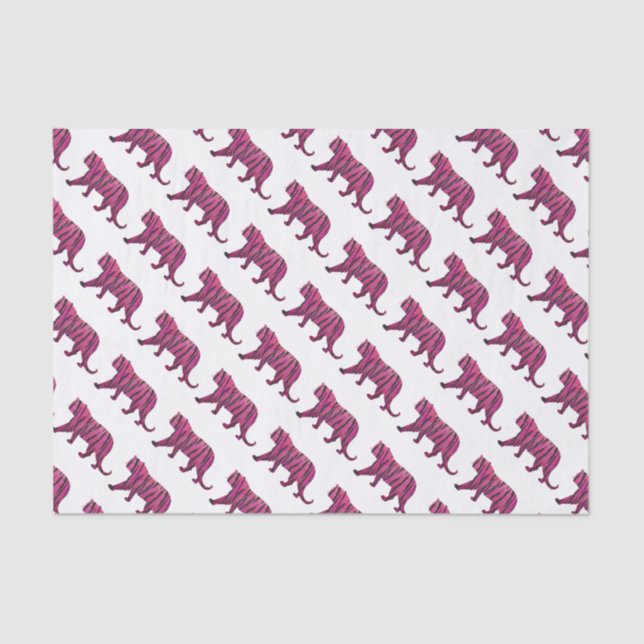 Papel De Seda Tigre preto e rosa quente Silhouette (Frente )