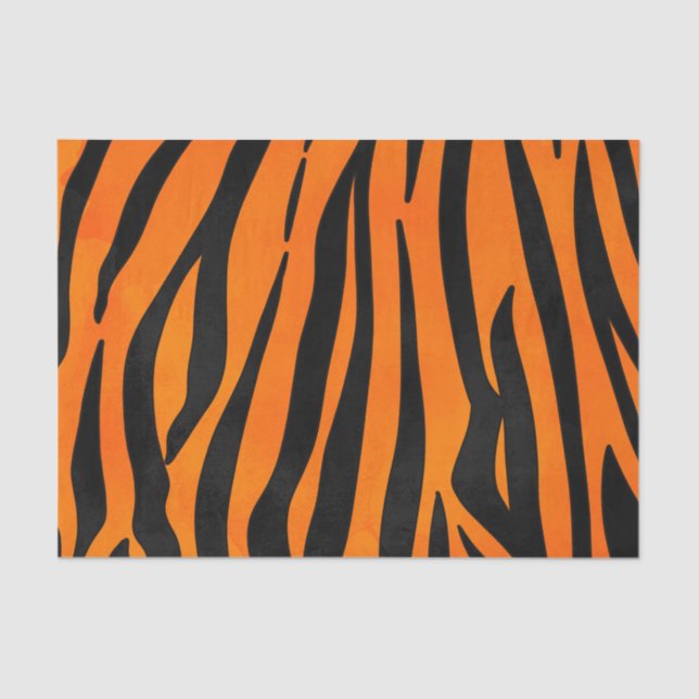 Papel De Seda Tigre Preto Laranja Selvagem Espalha Impressão Ani (Frente )