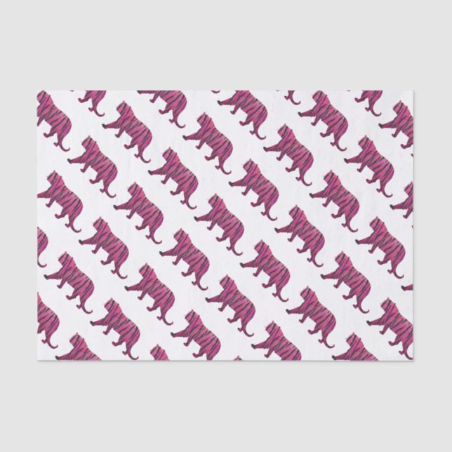 Papel De Seda Tigre-Silhueta Rosa e Preto (Frente )