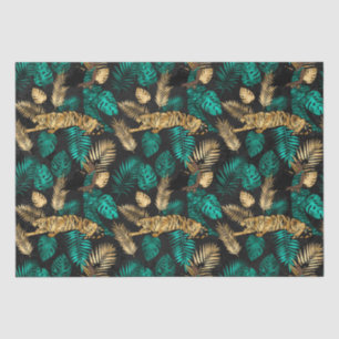 Papel De Seda Tigres Tropicais & Folhas Padrão Ousado de Selva