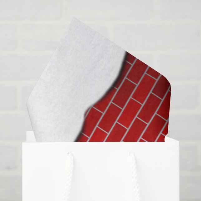 Papel De Seda Tijolo Vermelho com Deriva de Neve (Sacola de presentes)