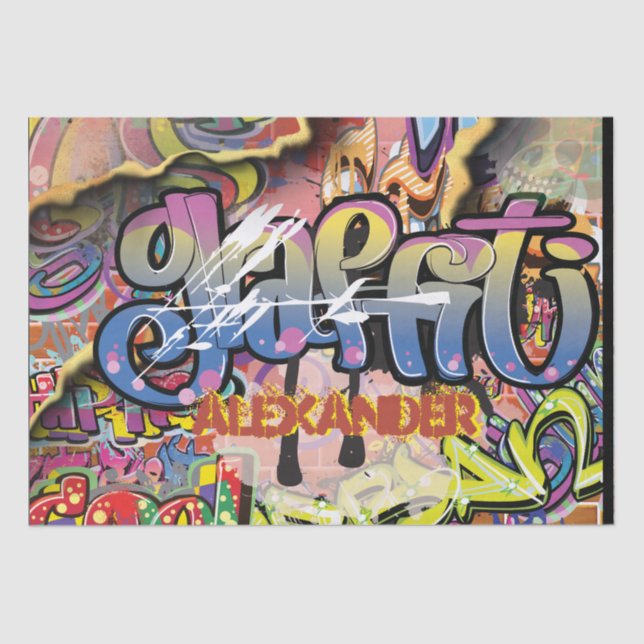 Papel De Seda Tijolos de grafite, arranhados ou pintados (Frente )