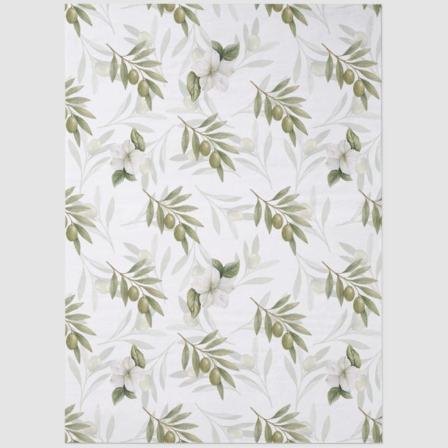 Papel De Seda Timeless Sage Olive Wataercolor Chic  (Frente )