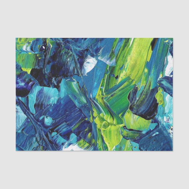Papel De Seda Tinta acrílica abstrata em azul (Frente )