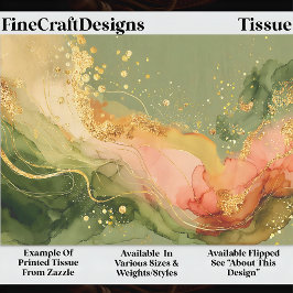Papel De Seda Tinta Alcoólica Coral & Sage + Decoupage Dourado E