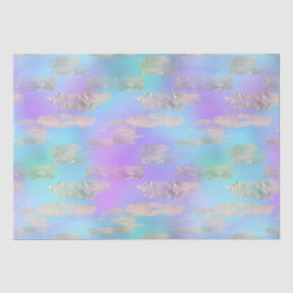 Papel De Seda Tinta Dourada Rosa e Iridescente Roxa e Azul