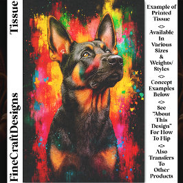 Papel De Seda Tinta Salpicada Cachorro Pastor Alemão CT2 Decoupa
