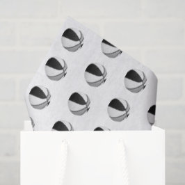 Papel De Seda tiny black gray basketballs pattern