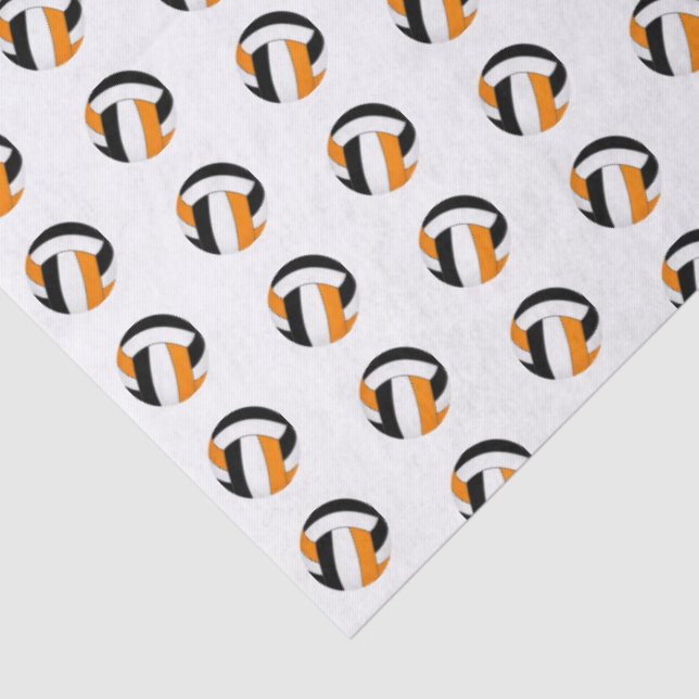 Papel De Seda tiny black orange volleyballs pattern (Detalhes)