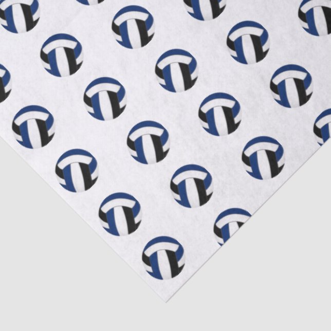 Papel De Seda tiny blue black volleyballs pattern (Detalhes)