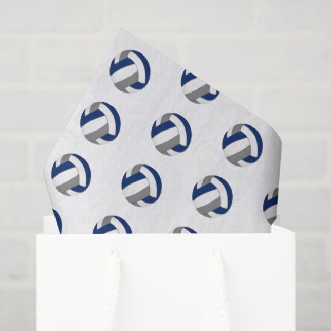 Papel De Seda tiny blue gray volleyballs pattern (Sacola de presentes)