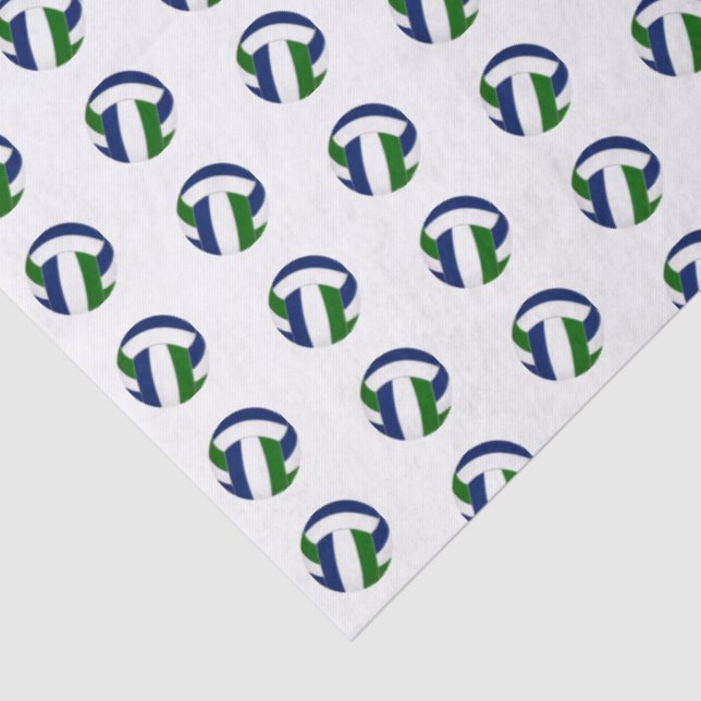 Papel De Seda tiny blue green volleyballs pattern (Detalhes)
