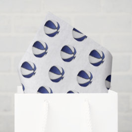 Papel De Seda tiny blue white basketballs pattern