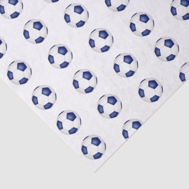 Papel De Seda tiny blue white soccer balls pattern (Detalhes)