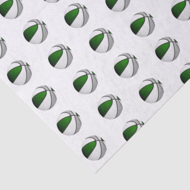 Papel De Seda tiny green gray basketballs pattern (Detalhes)