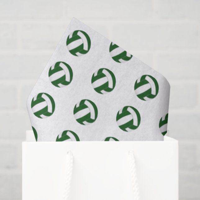 Papel De Seda tiny green white volleyballs pattern (Sacola de presentes)