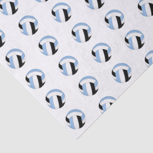 Papel De Seda tiny light blue black volleyballs pattern (Detalhes)
