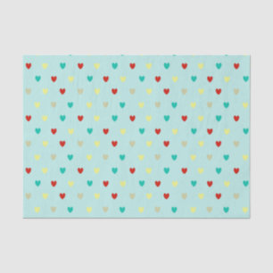 Papel De Seda Tiny polka corações em verde-marinho