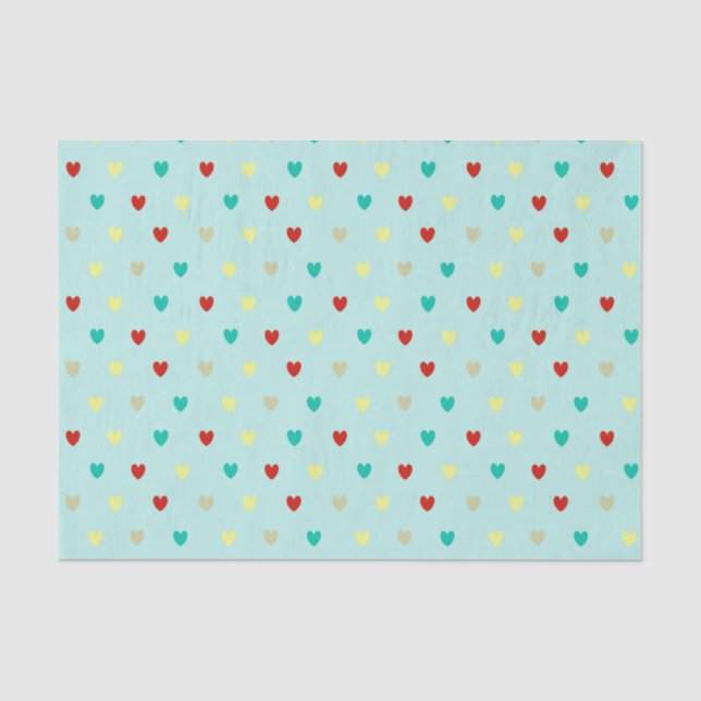 Papel De Seda Tiny polka corações em verde-marinho (Frente )