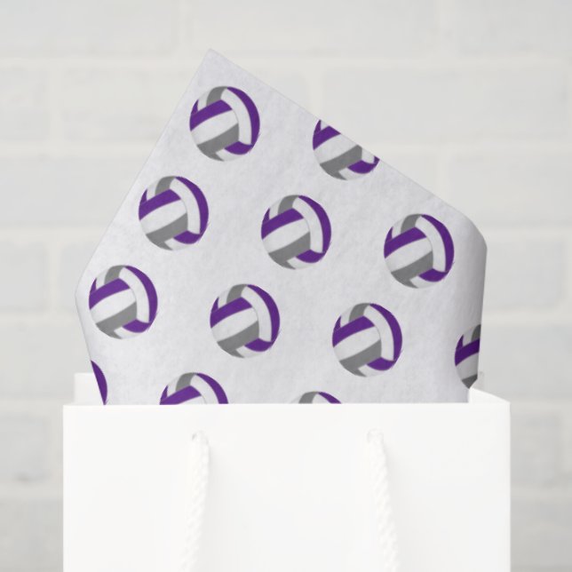 Papel De Seda tiny purple gray volleyballs pattern (Sacola de presentes)