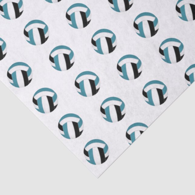 Papel De Seda tiny teal black volleyballs pattern (Detalhes)