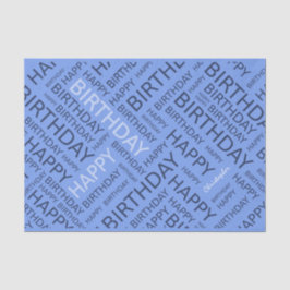 Papel De Seda Típico azul de aniversário personalizado