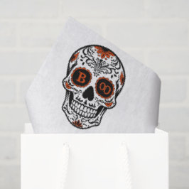 Papel De Seda Tipografia BOO Halloween do crânio - Gótica modern