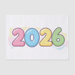 Papel De Seda Tipografia Cute Bubble 2026 – Pastel Gloss Doce